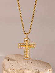 Outfit Flow - 18K Gold-Plated Inlaid Zircon Cross Necklace