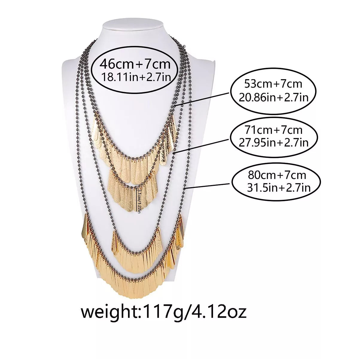 4-Piece 18K Gold-Plated Iron Tassel Necklace OutfitFlow