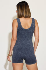 Outfit Flow - Zenana Ribbed Washed Round Neck Sleeveless Romper