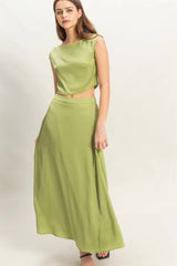HYFVE Sleeveless Top and Maxi Skirt Set MATCHA OutfitFlow
