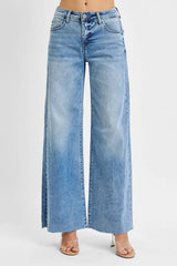 RISEN Full Size Tummy Control High Rise Ankle Palazzo Jeans Plus Size LIGHT OutfitFlow