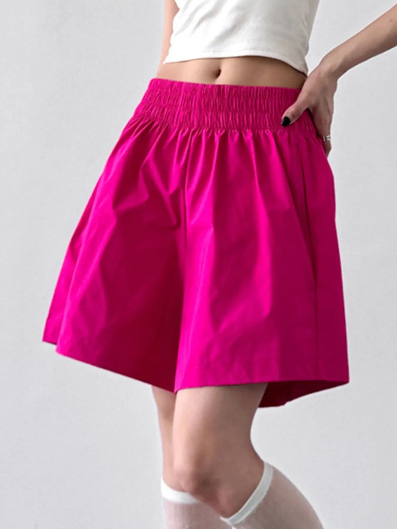 Smocked Wide-Leg Shorts OutfitFlow