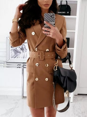 Double-Breasted Belted Blazer Dress OutfitFlow