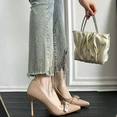 Decor Buckle Point Toe Stiletto Pumps OutfitFlow