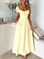 Devine Sweetheart Neck Short Sleeve Maxi Dress