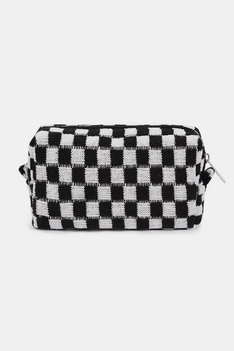 Outfit Flow - Zenana Checkered Pattern Knitted Cosmetic Pouch