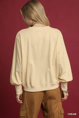 Umgee HO Applique French Terry Sweatshirt OutfitFlow