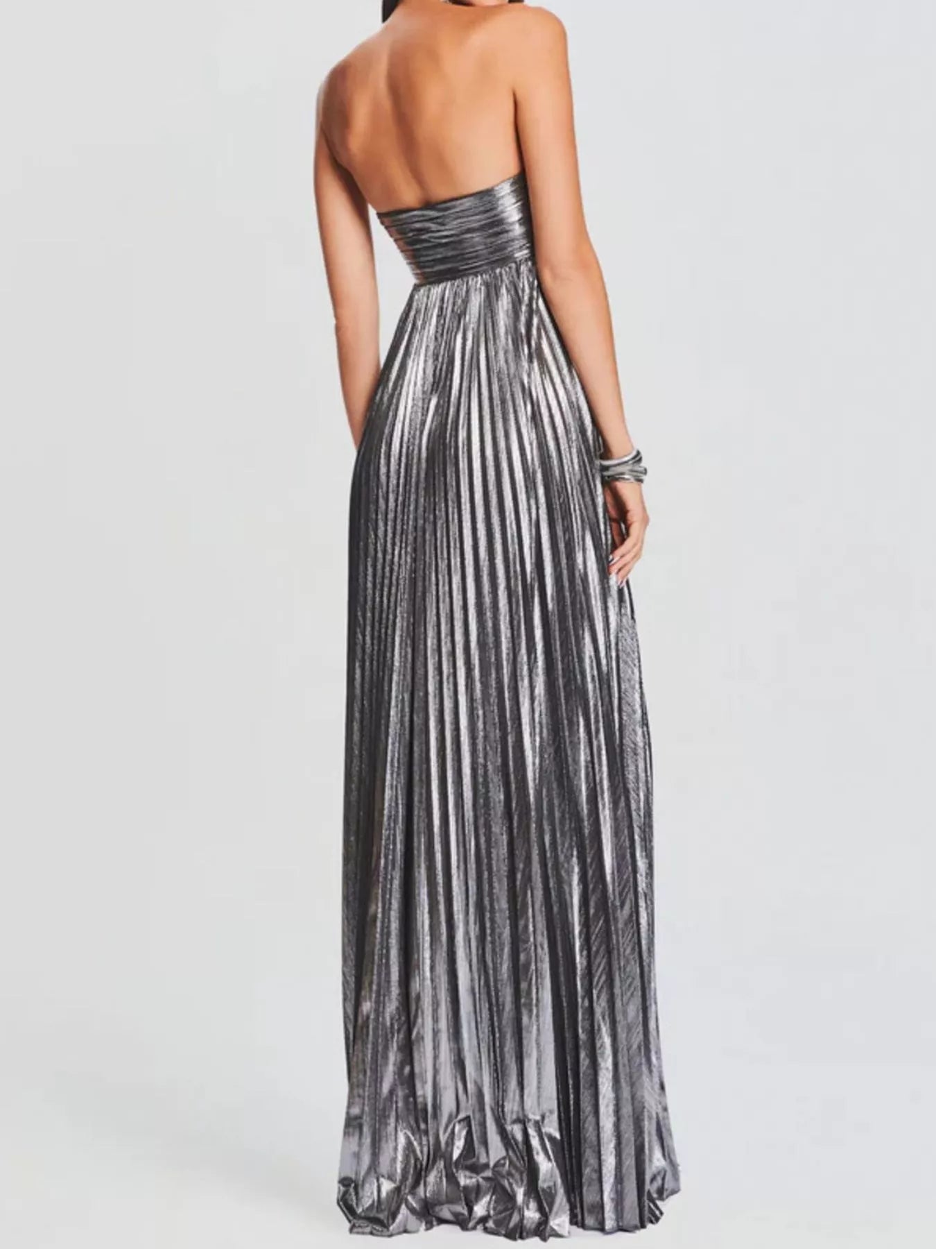 Split Sweetheart Neck Tube Maxi Dress OutfitFlow