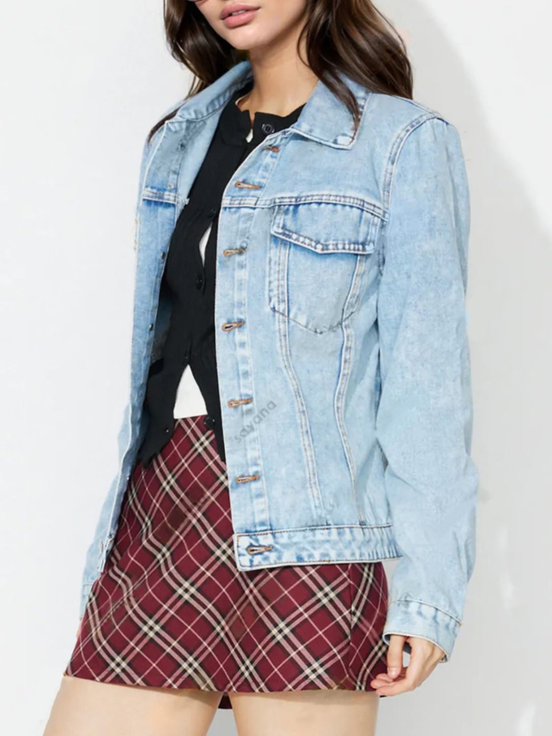 Button Up Long Sleeve Denim Jacket