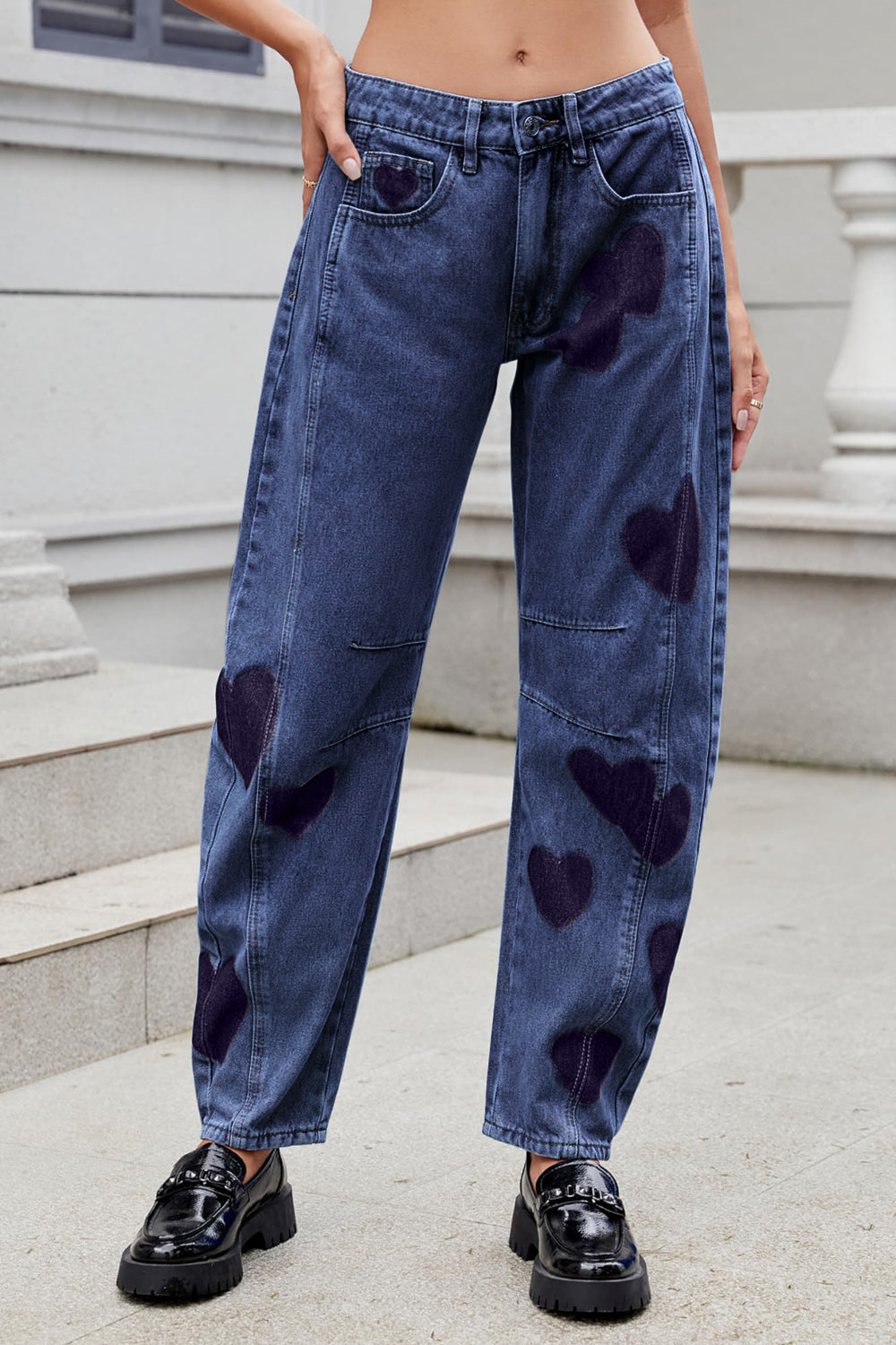 Outfit Flow - Heart Mid Rise Jeans with Pockets