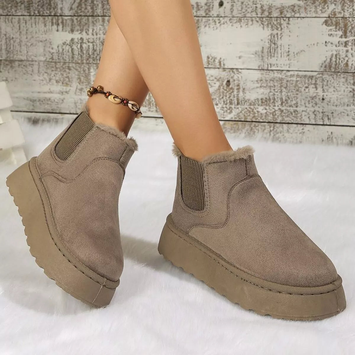 Round Toe Platform Ankle Boots Trendsi