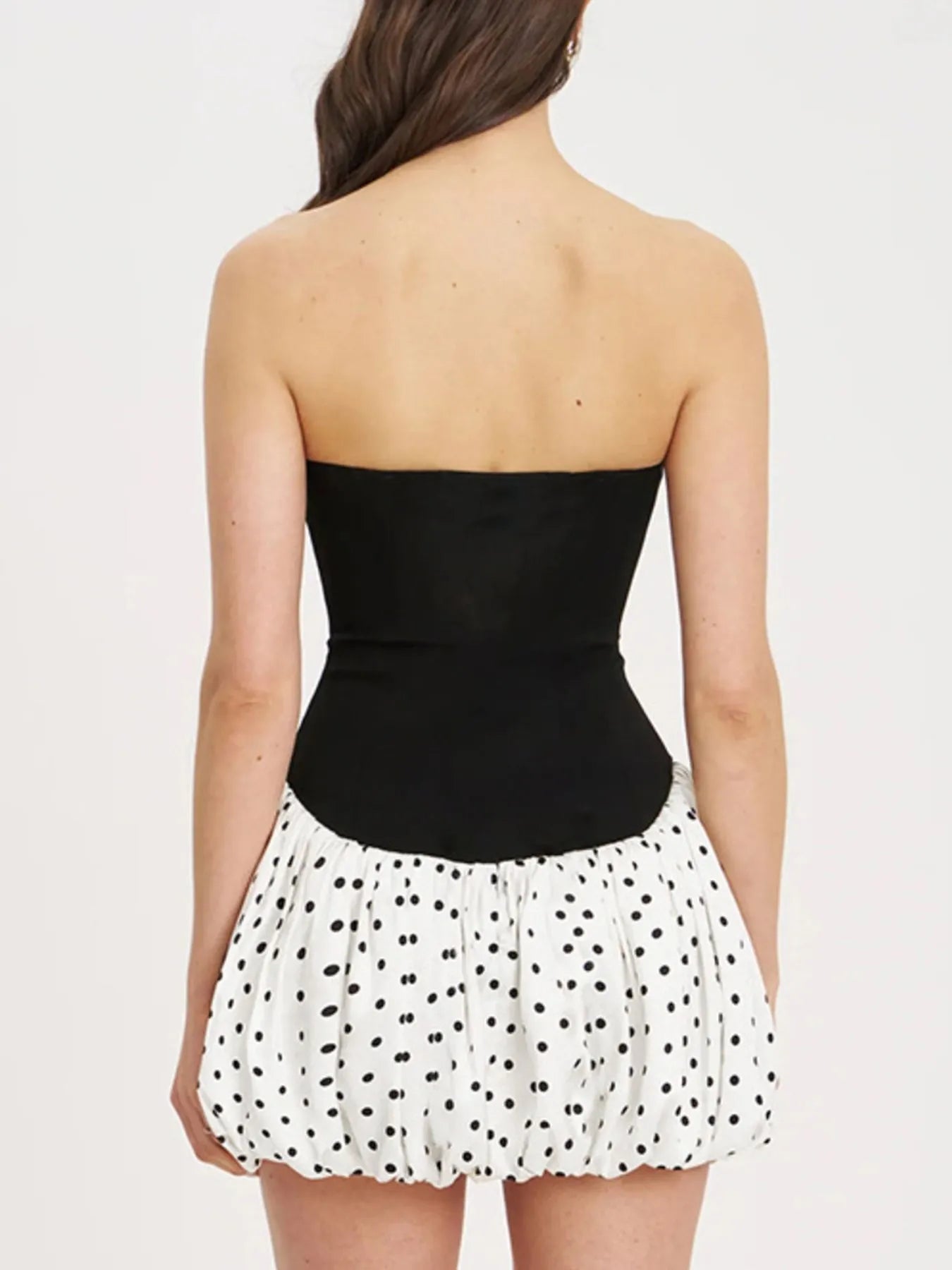 Sweetheart Neck Polka Dot Tube Mini Dress OutfitFlow