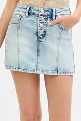 RISEN Full Size High Rise Button Down Skorts Plus Size LIGHT OutfitFlow