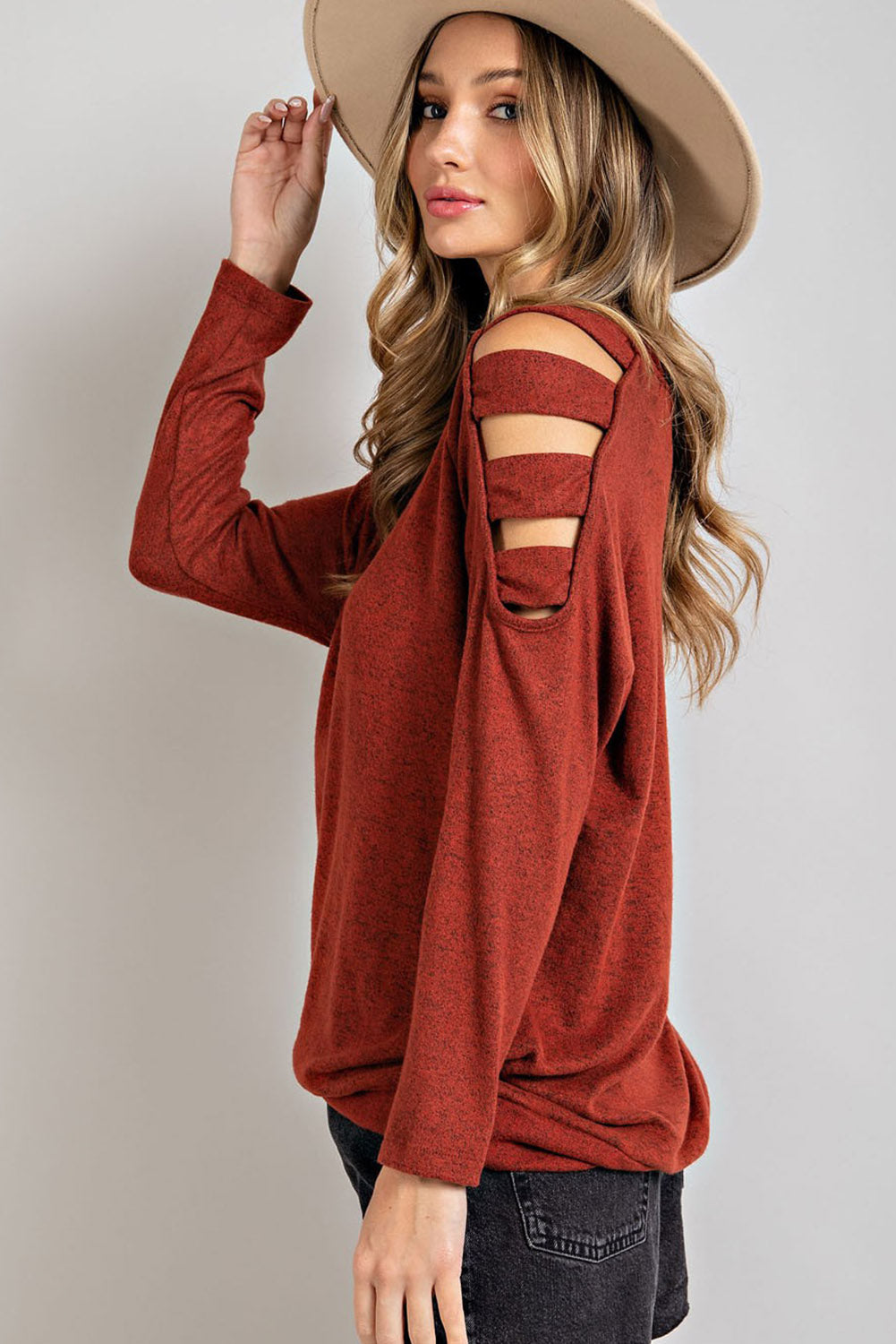 Outfit Flow - Cutout Round Neck Long Sleeve Top