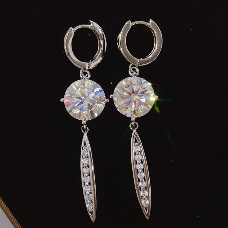 10 Carat Moissanite 925 Sterling Silver Earrings Silver One Size OutfitFlow