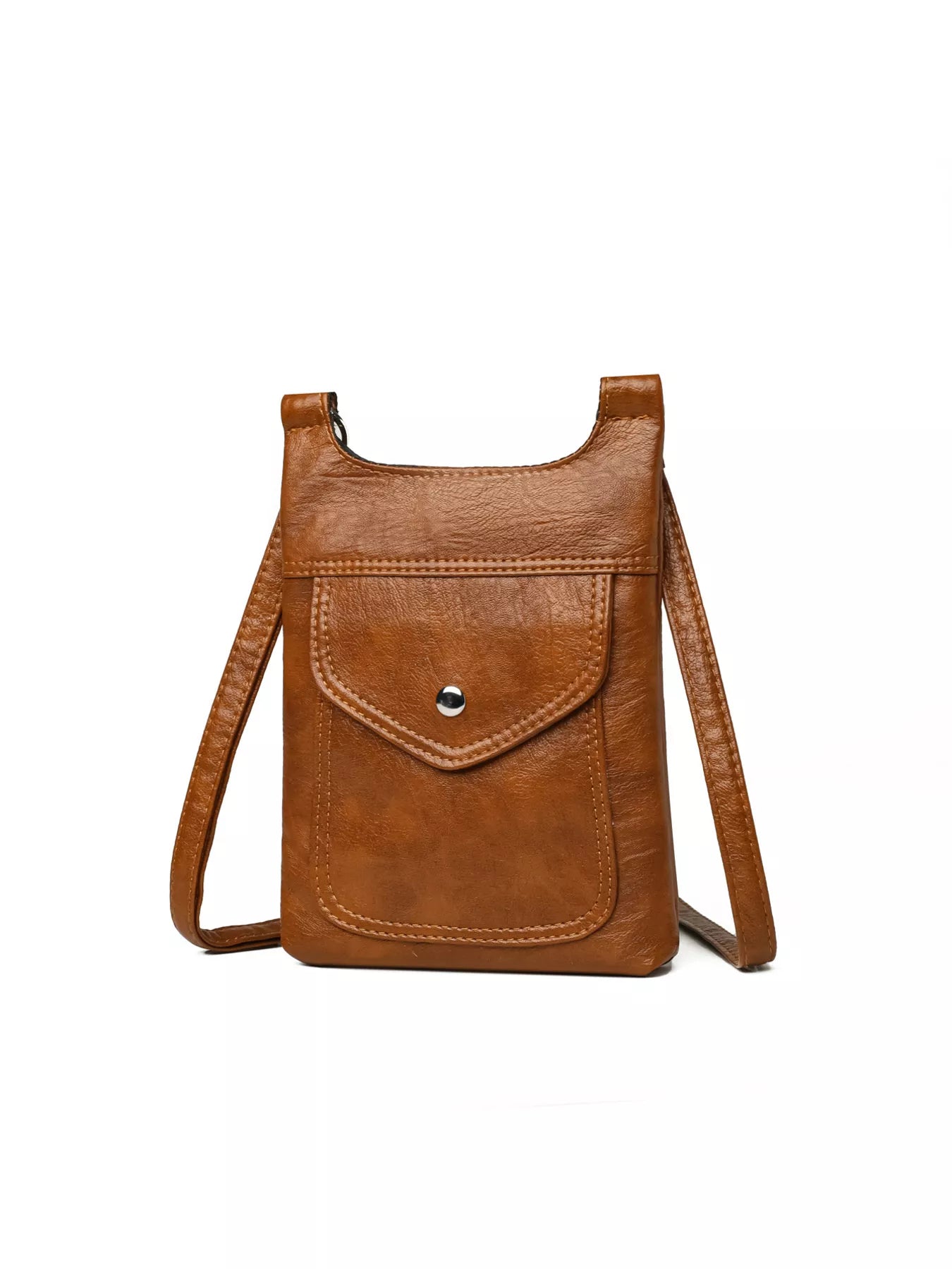 Adjustable Strap Leather Crossbody Bag OutfitFlow