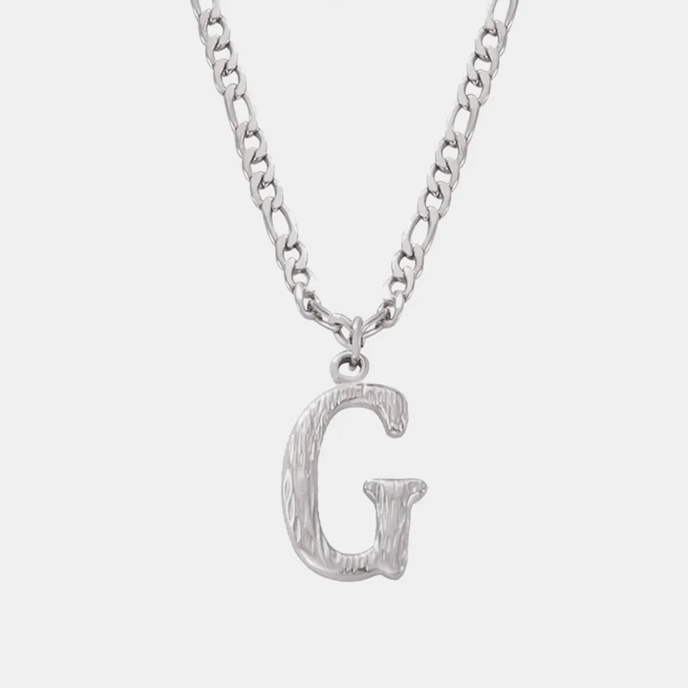 Titanium Steel Letter Pendant Necklace Style G One Size OutfitFlow