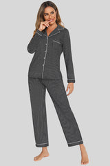 Outfit Flow - Collared Neck Loungewear Set with Pocket