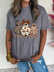 Halloween Ghost Round Neck Casual Tee OutfitFlow