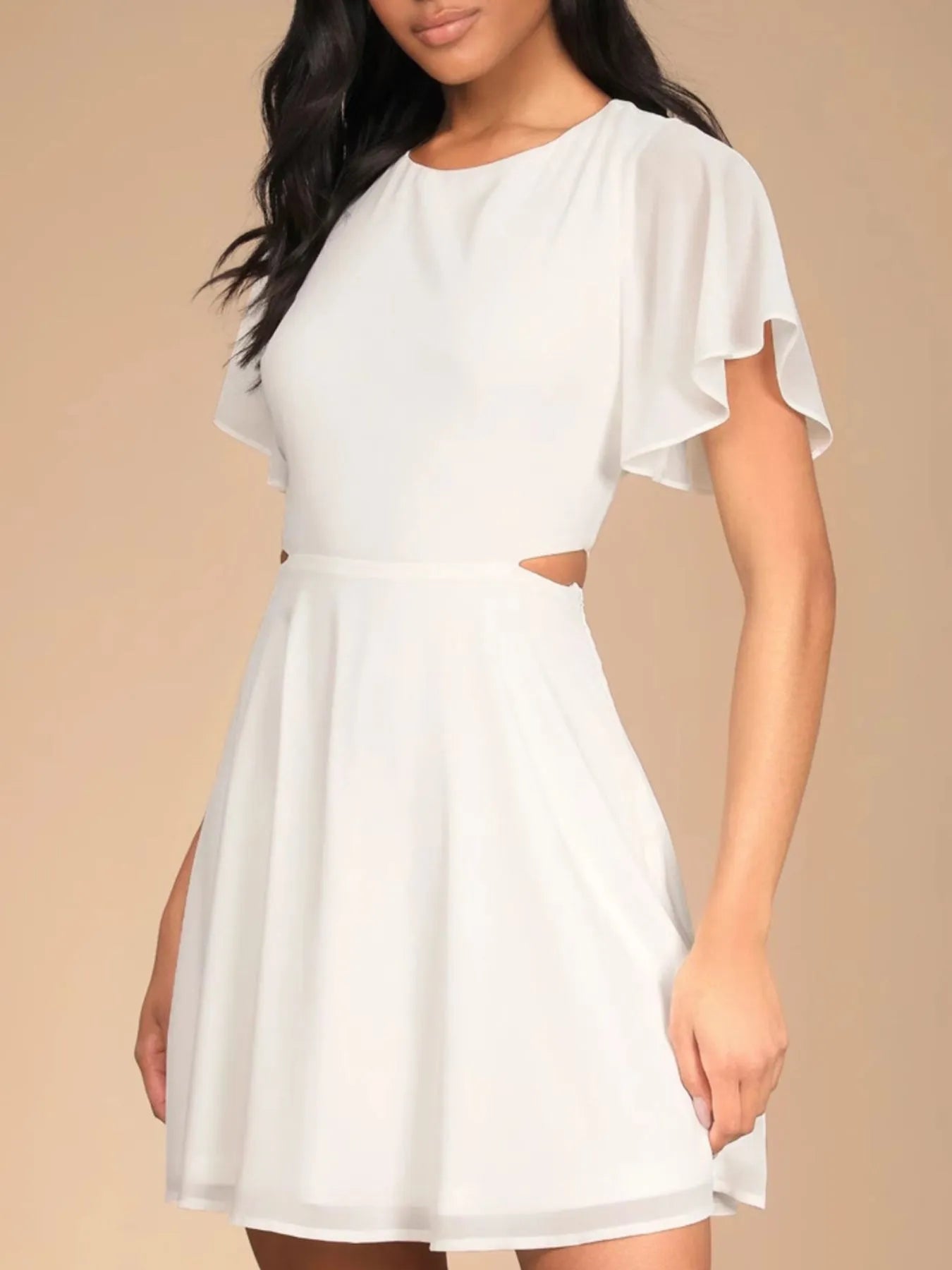 Cut-Out Flutter Sleeve Mini Dress OutfitFlow