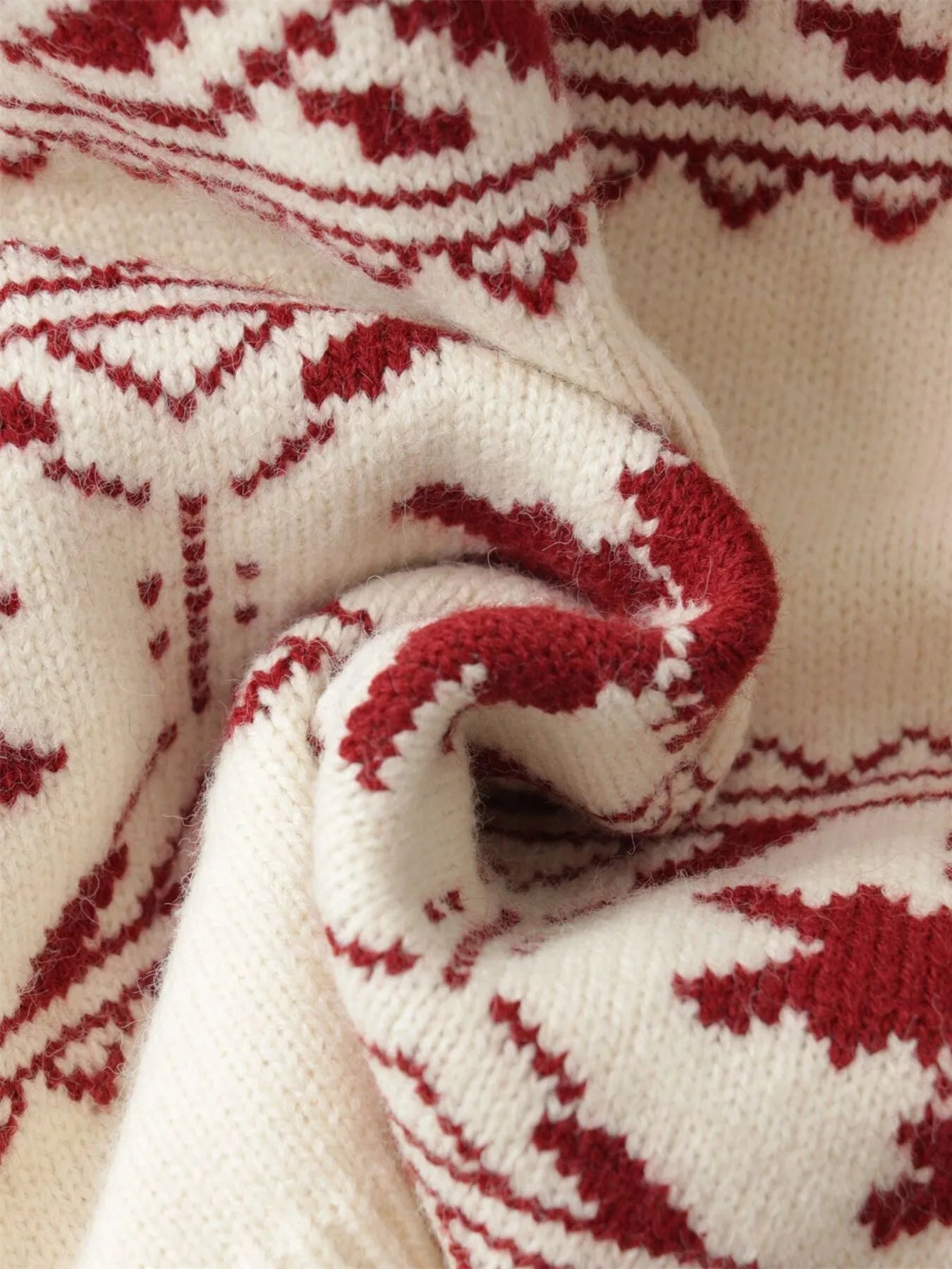 Christmas Snowflake Round Neck Sweater OutfitFlow