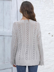Openwork V-Neck Sweater OutfitFlow