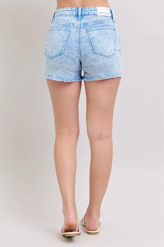 Judy Blue Full Size Mid Rise Garment Dyed Denim Shorts Plus Size OutfitFlow