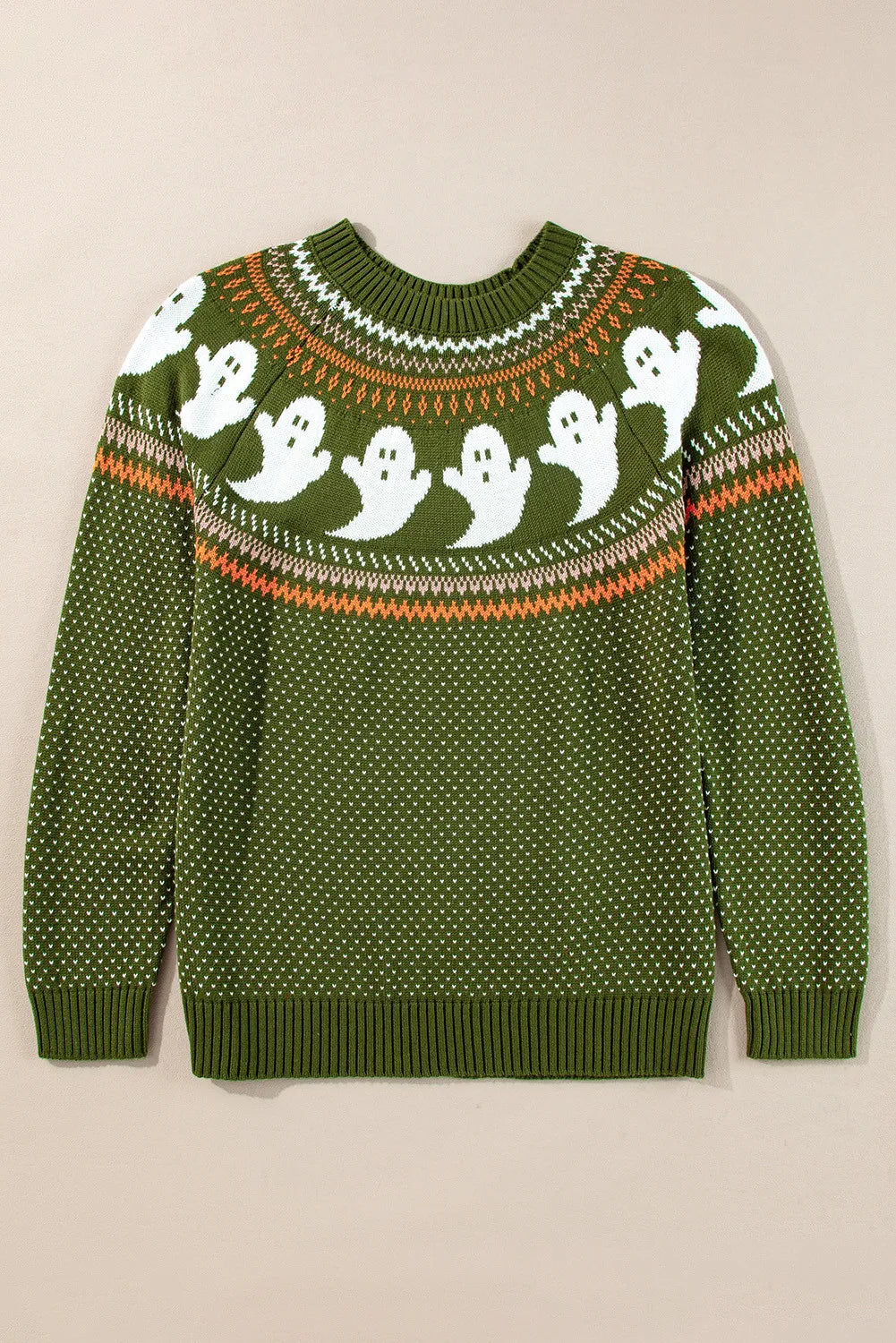 Ghost Round Neck Long Sleeve Sweater OutfitFlow