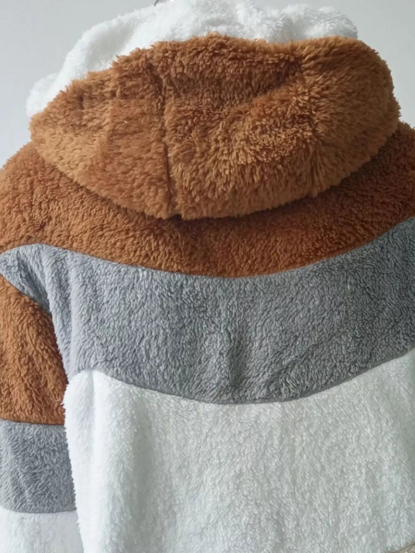 Full Size Fuzzy Zip Up Hooded Outerwear Plus Size OutfitFlow