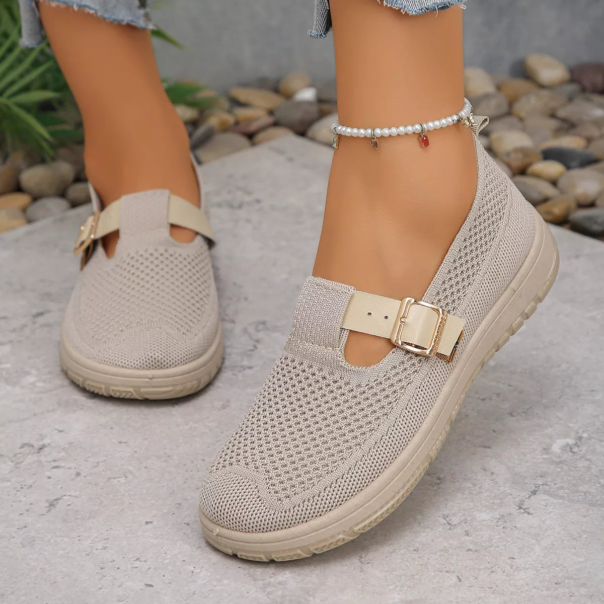Round Toe Platform Slip-Ons Ivory OutfitFlow