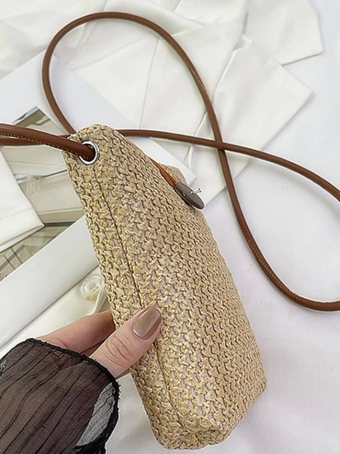 Straw Woven Crossbody Bag OutfitFlow