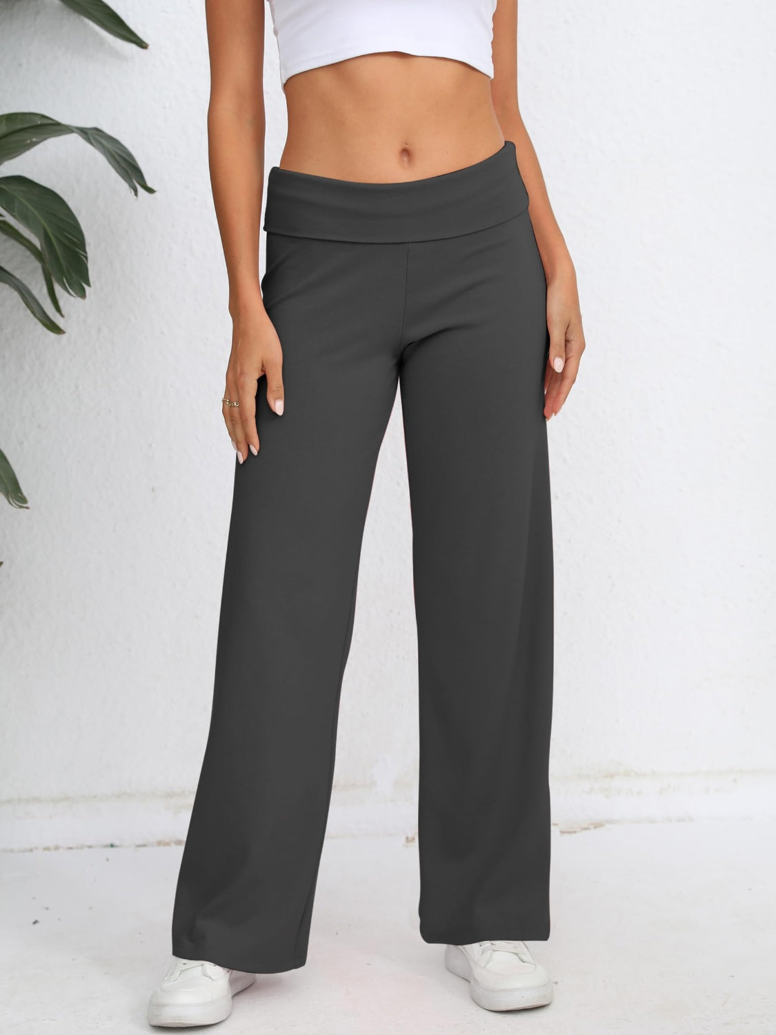 Elastic Waist Wide Leg Pants OutfitFlow