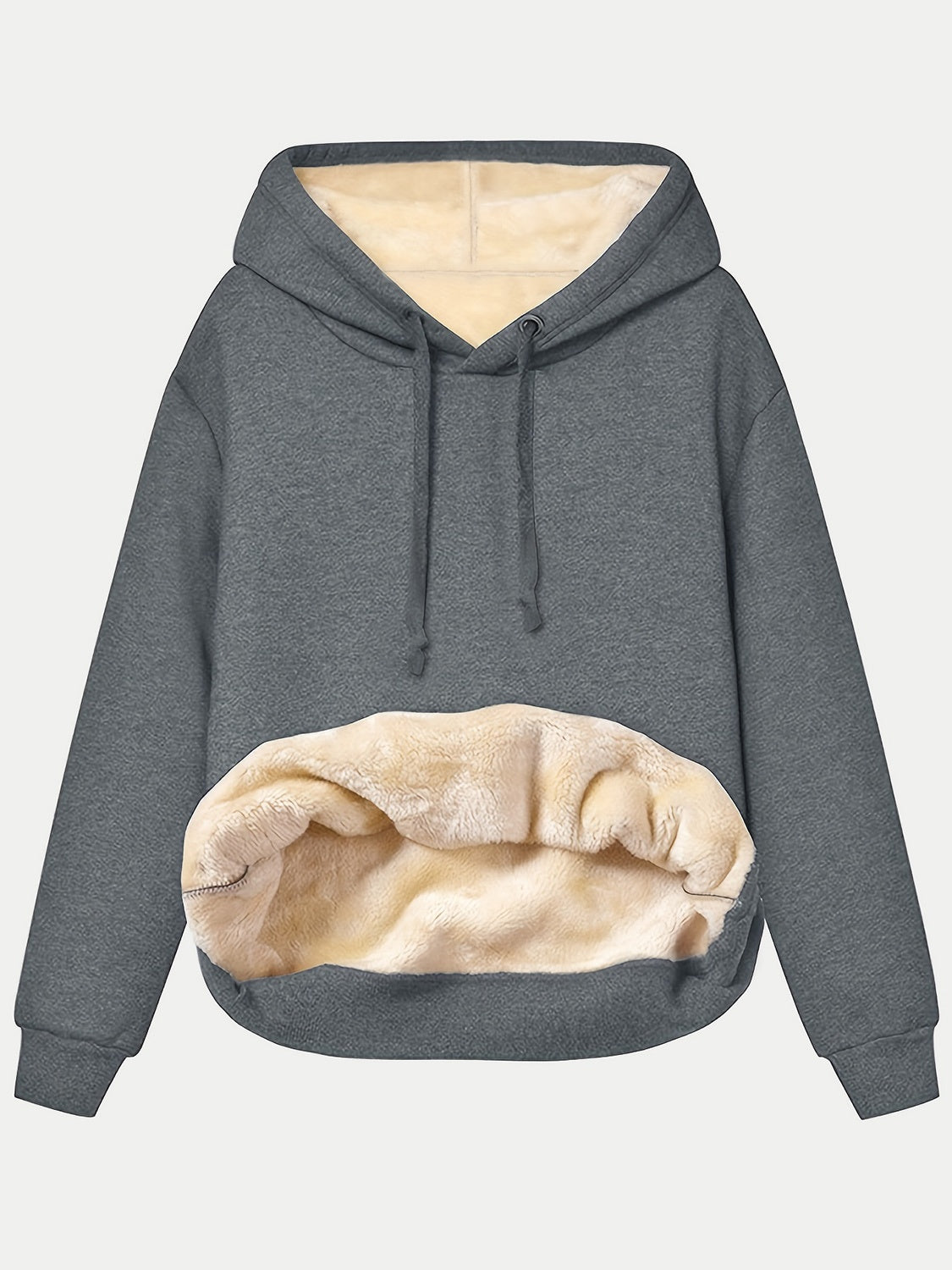 Drawstring Long Sleeve Hoodie with Kangaroo Pocket OutfitFlow
