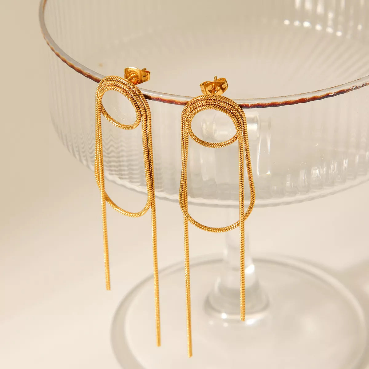 18K Gold-Plated Hoop Chain Earrings OutfitFlow