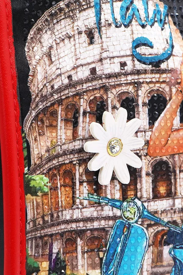 Nicole Lee USA Martha Travels Italy Wide Handbag with Rhinestones Trendsi