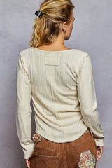 POL Square Neck Cropped Knit Top with Curved Hem OutfitFlow