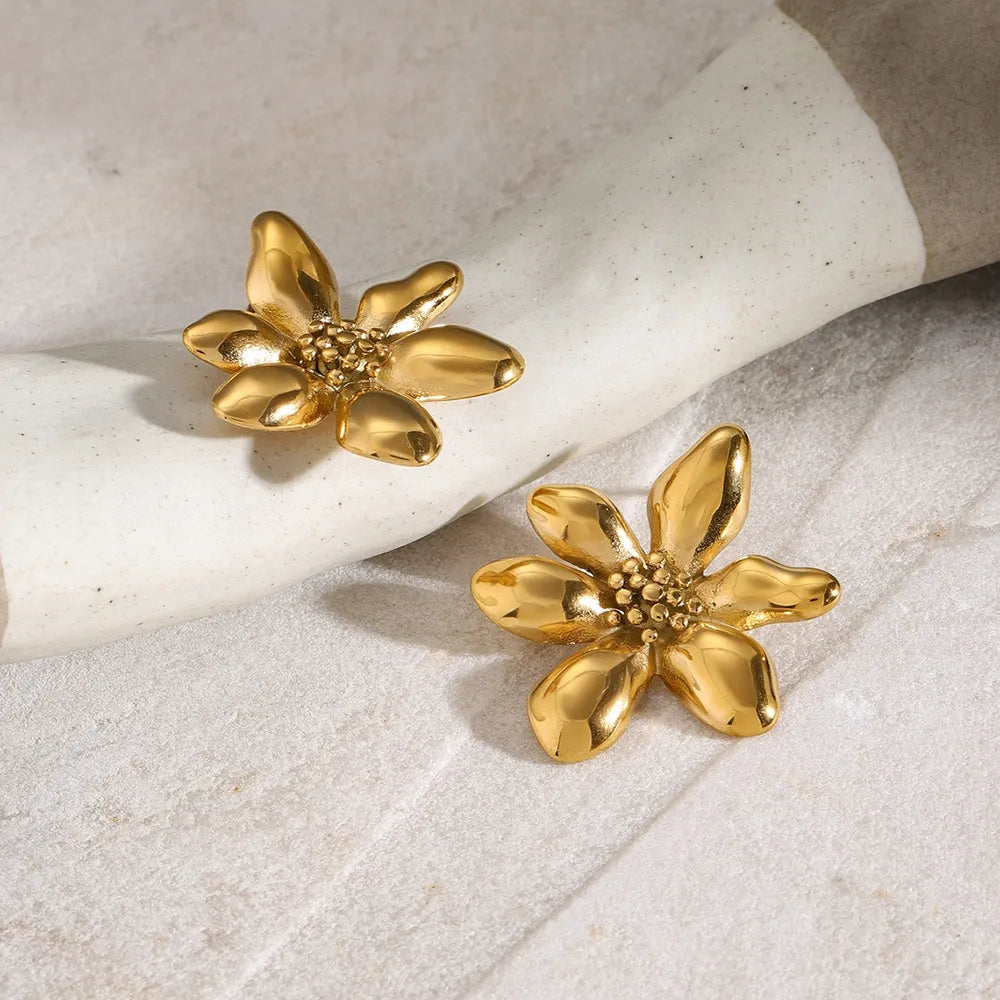 Stainless Steel Flower Earrings OutfitFlow