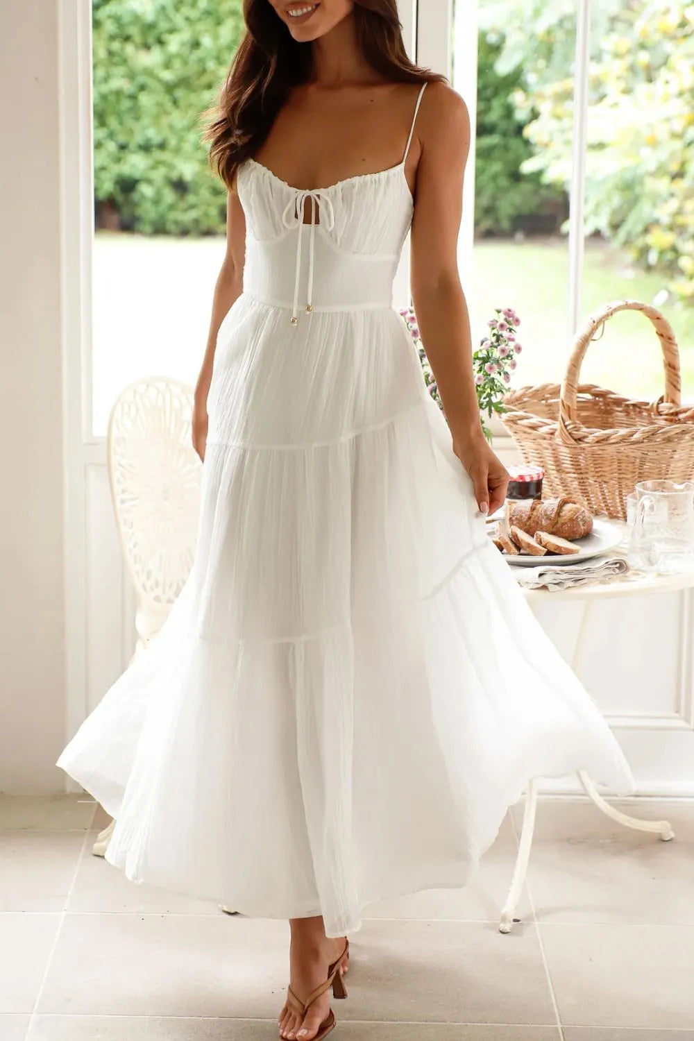 Ruched Smocked Back Cami Dress OutfitFlow