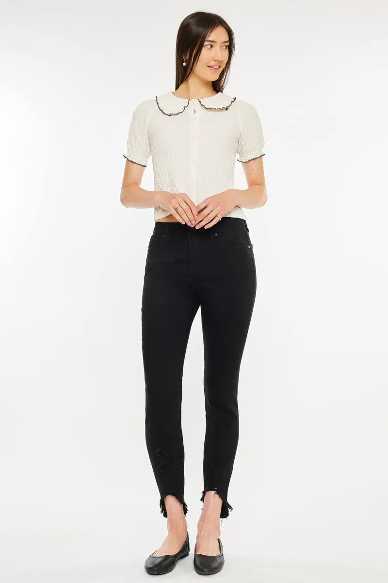 Kancan High Rise Black Ankle Skinny Jeans OutfitFlow