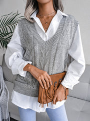 Outfit Flow - Openwork V-Neck Sweater Vest