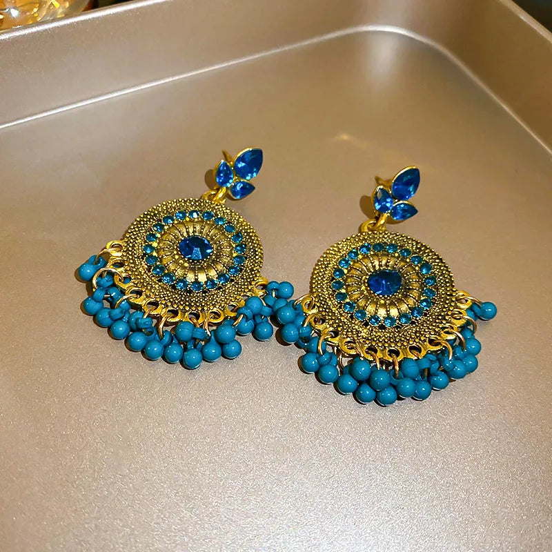 Rhinestone Alloy Bead Dangle Earrings OutfitFlow