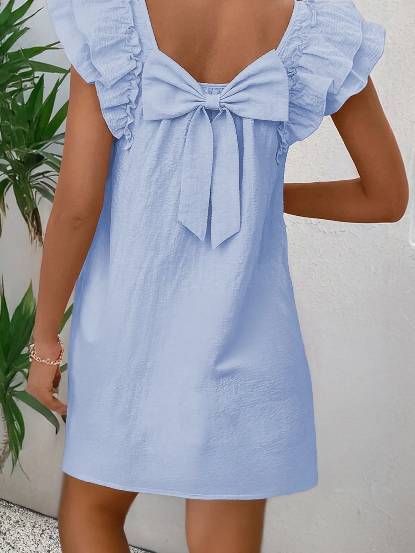 Bow Back Ruffled Sleeve Dress OutfitFlow
