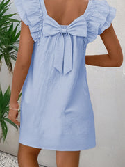 Bow Back Ruffled Sleeve Dress OutfitFlow