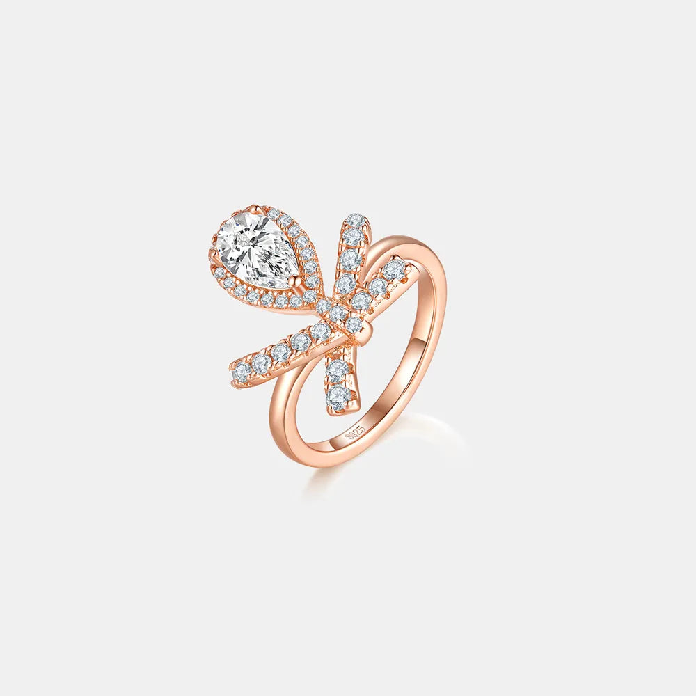1 Carat Moissanite Zircon 925 Sterling Silver Ring Rose Gold OutfitFlow