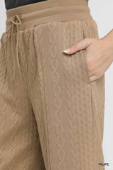 Umgee Cable Knit Textured Wide Leg Pants OutfitFlow