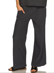 Zenana Ribbed Round Neck Tee & Pants Set OutfitFlow