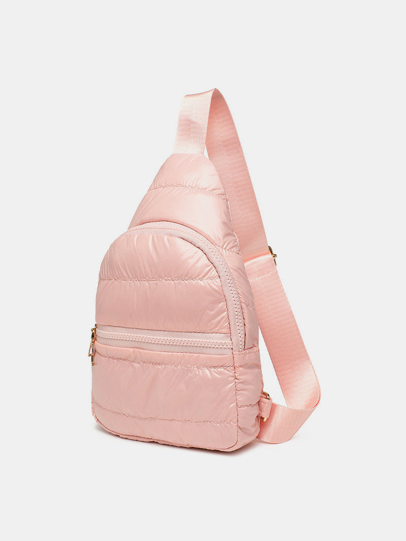 Outfit Flow - Quilted Adjustable Strap Puffy Sling Bag