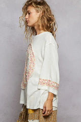 POL Floral Peace Patch Drop Shoulder T-Shirt OutfitFlow