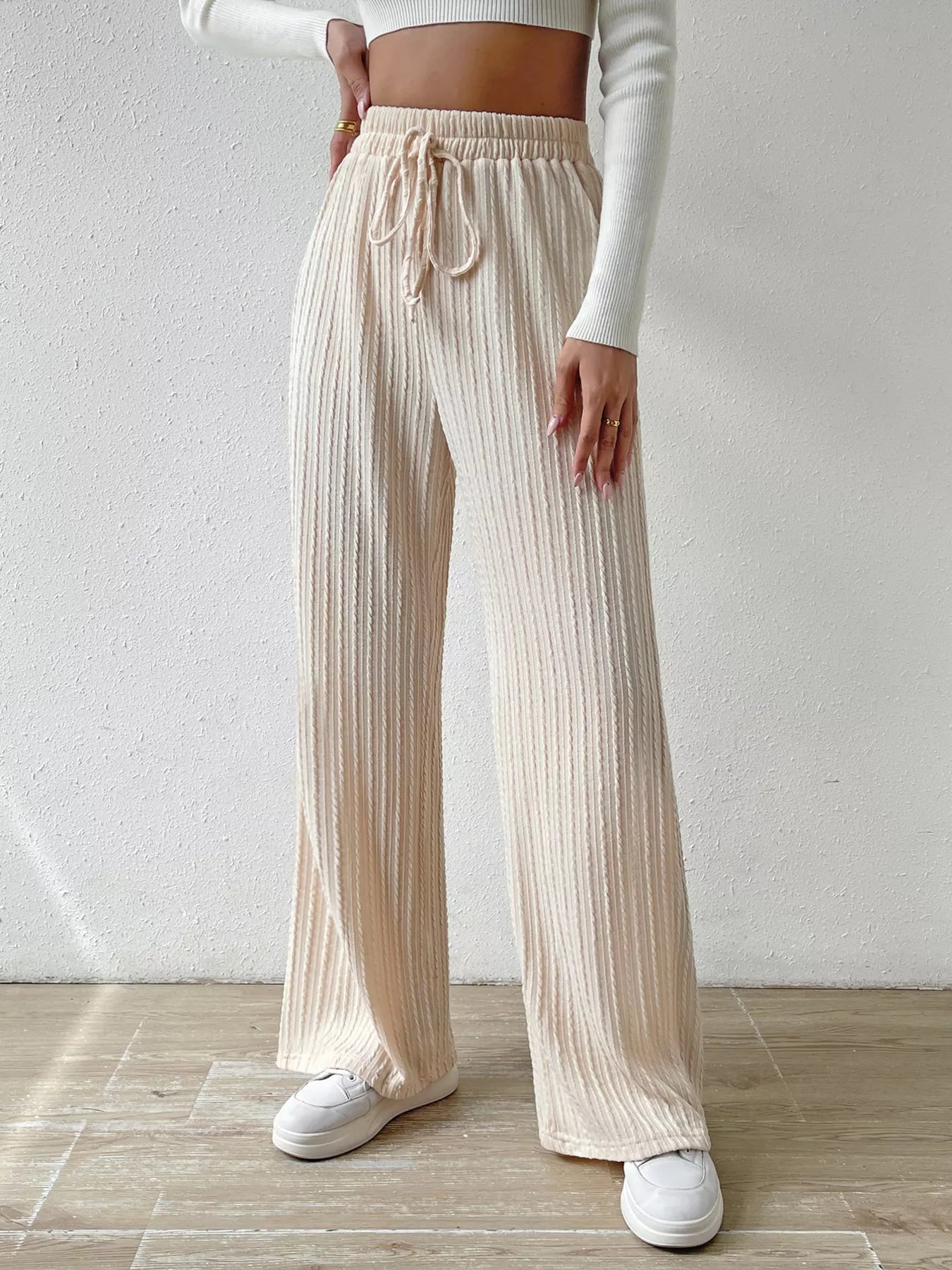 Drawstring Wide Leg Pants OutfitFlow