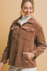 Love Tree Corduroy Button Up Jacket with Sherpa Inside